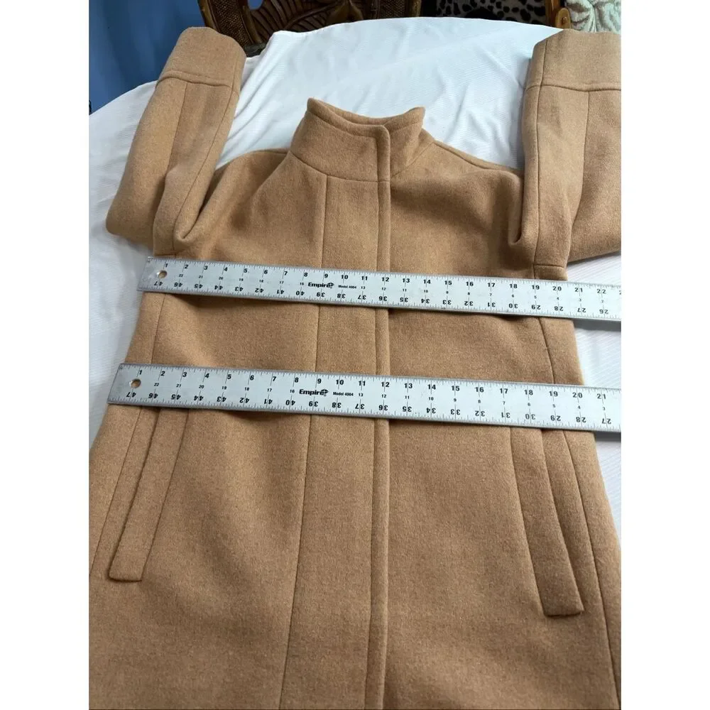 J Crew Acorn Wool Blend Full Zip Mock Neck Long City Coat Overcoat Women’s Sz 8 - Picture 7 of 10